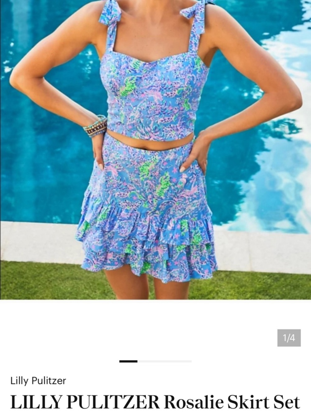 Lilly Pulitzer Lavender Blue Floral Ruffle Mini Skirt